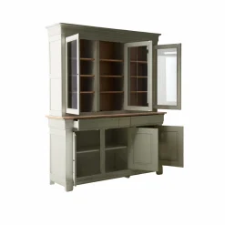 Buffet vaisselier bois massif 6 portes 3 tiroirs Embellie - Grège