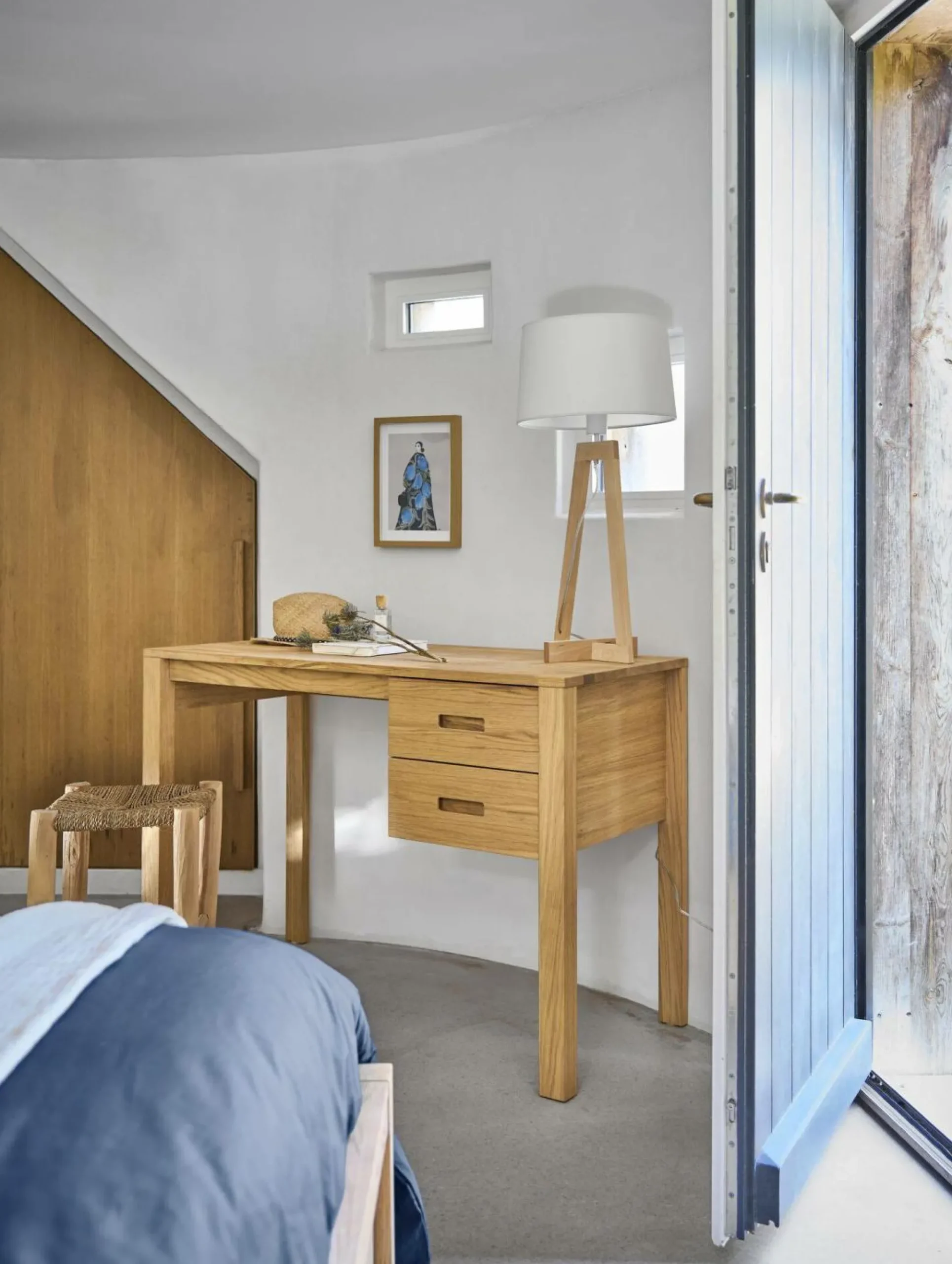 Bureau chêne massif 2 tiroirs Luminescence