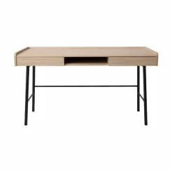 Bureau décor bois pieds métal 2 tiroirs Mila