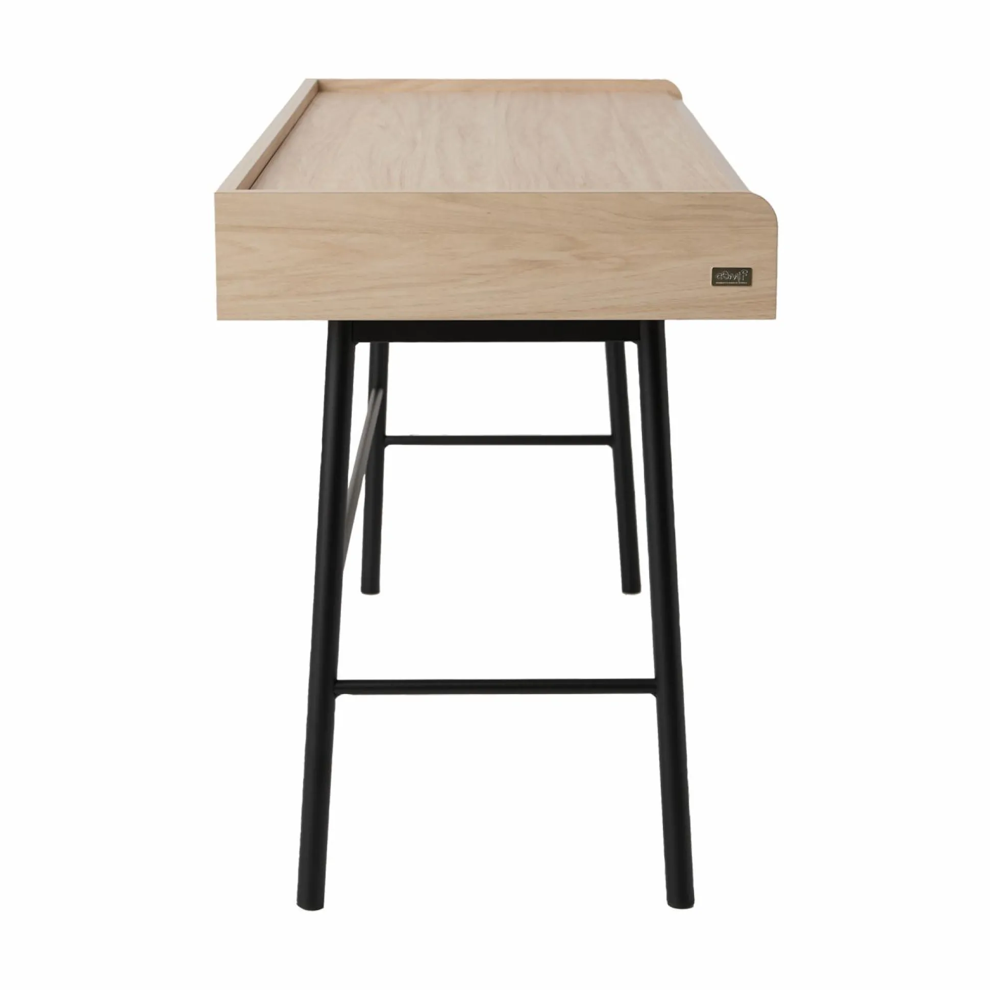 Bureau décor bois pieds métal 2 tiroirs Mila