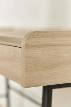 Bureau décor bois pieds métal 2 tiroirs Mila