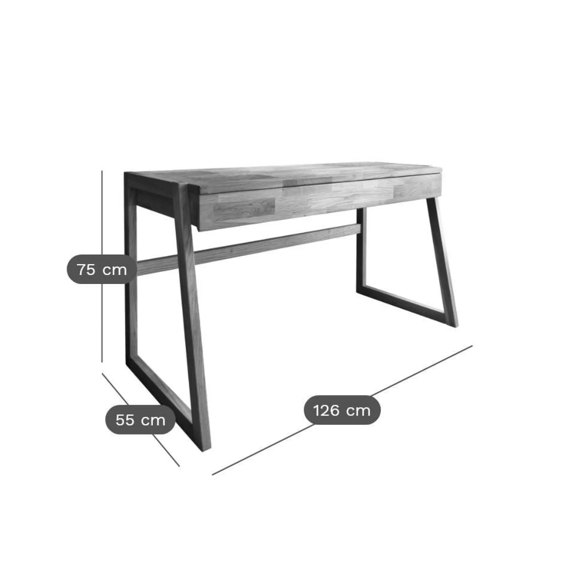 Bureau en chêne massif Cyriel