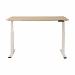 Bureau électrique assis-debout ergonomique Marley - Plateau Bois Clair/Pied Blanc - 120 x 70 cm