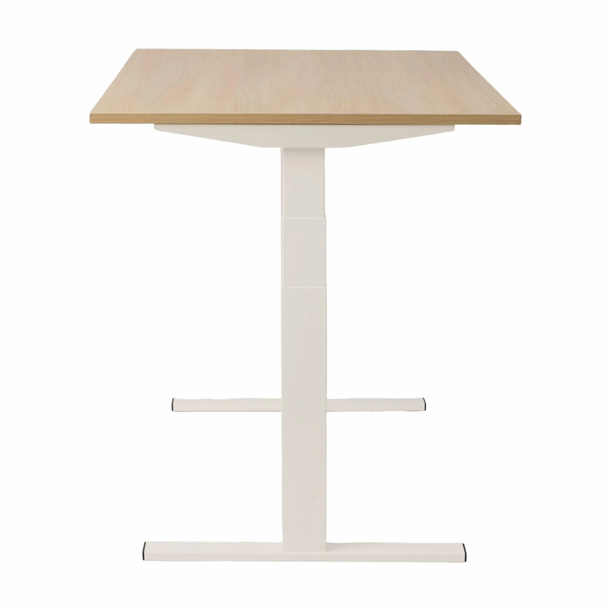 Bureau électrique assis-debout ergonomique Marley - Plateau Bois Clair/Pied Blanc - 120 x 70 cm