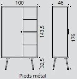 BURONOMIC Armoire 1 porte et 3 tablettes Alto