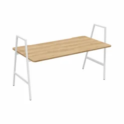 BURONOMIC Bureau Alto pieds hauts - Décor Chêne / Pieds Blancs - 180 x 80 cm