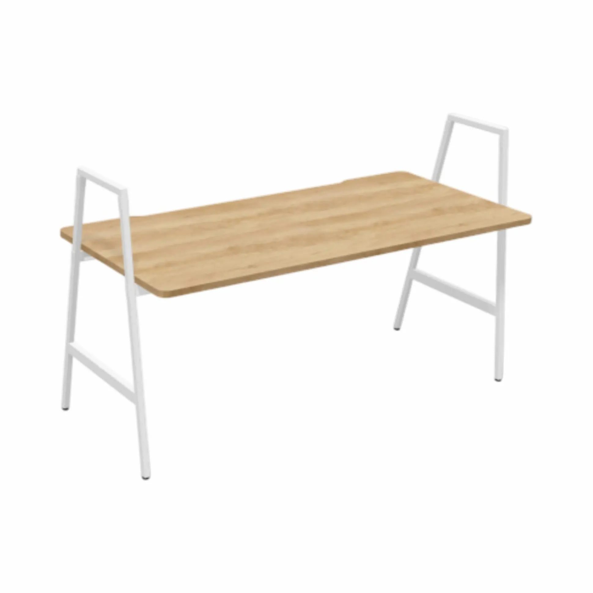 BURONOMIC Bureau Alto pieds hauts - Décor Chêne / Pieds Blancs - 180 x 80 cm