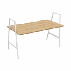 BURONOMIC Bureau Alto pieds hauts - Décor Chêne / Pieds Blancs - 160 x 80 cm