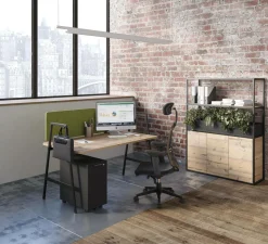 BURONOMIC Bureau Alto pieds hauts - Décor Chêne / Pieds Blancs - 120 x 70 cm