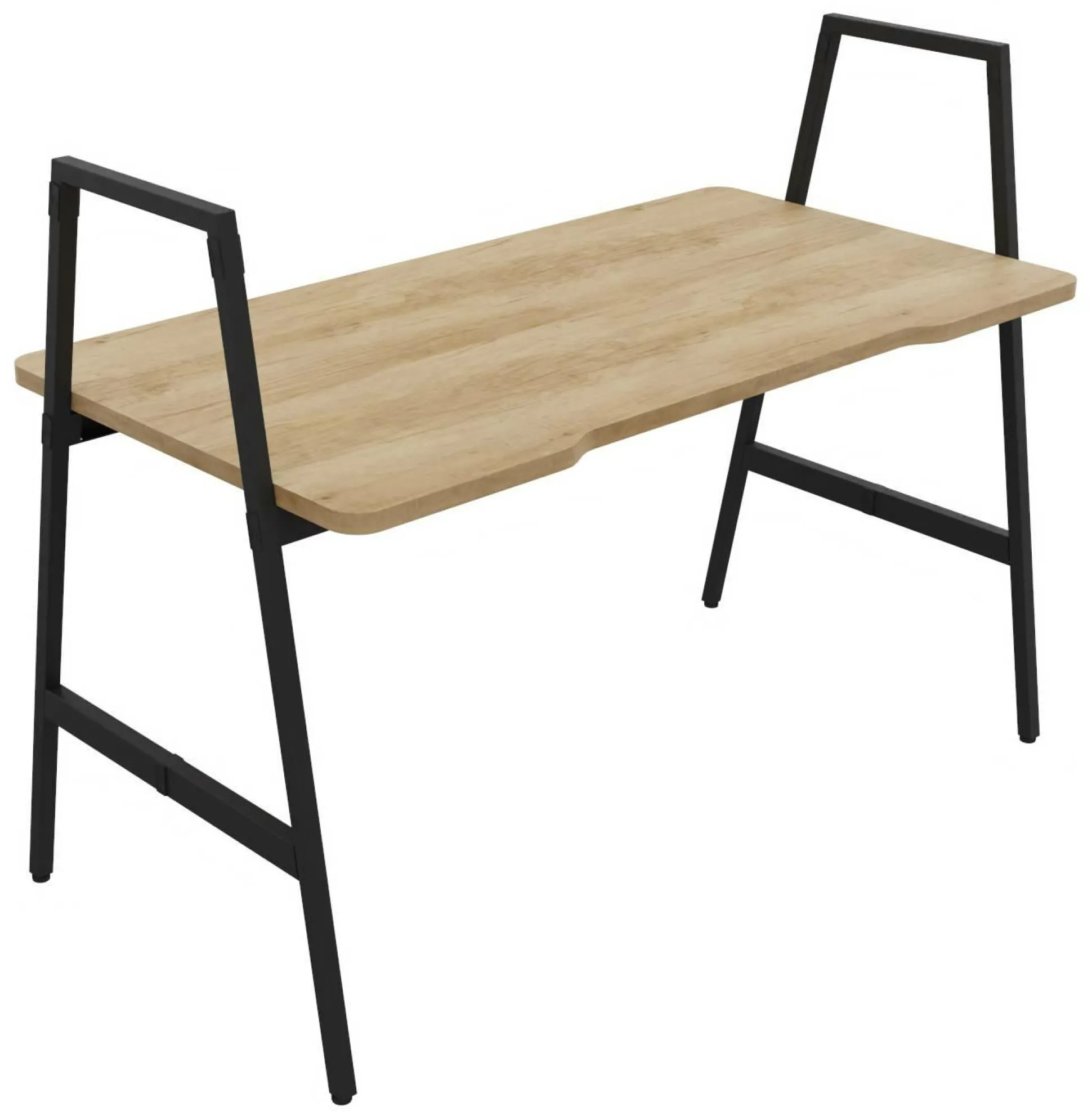 BURONOMIC Bureau Alto pieds hauts - Décor Chêne / Pieds Noirs - 140 x 70 cm