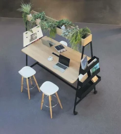 BURONOMIC Table de travail collaborative mobile Alto - Noir - Largeur 180 cm