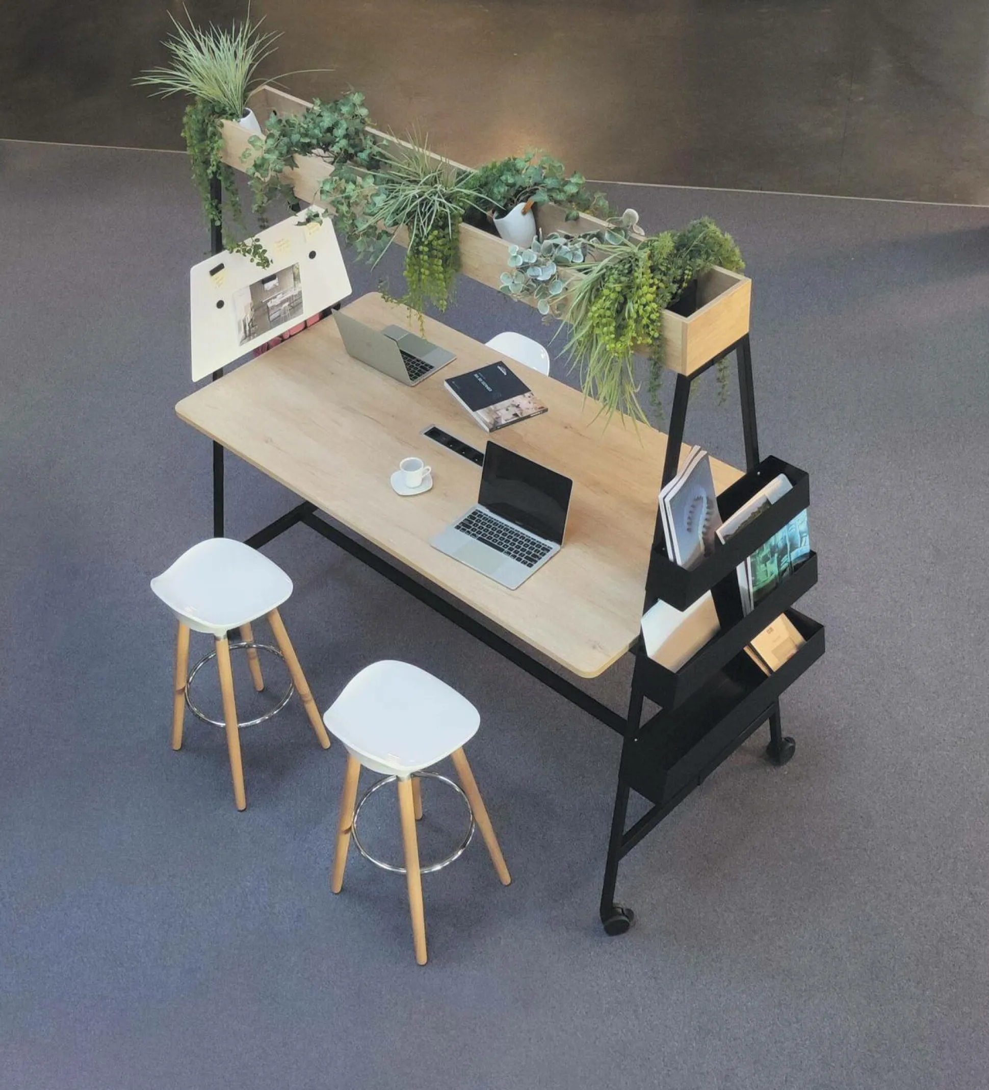 BURONOMIC Table de travail collaborative mobile Alto - Noir - Largeur 180 cm