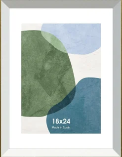 Cadre photo Gaidic - Blanc et bois doré - 18 x 24 cm