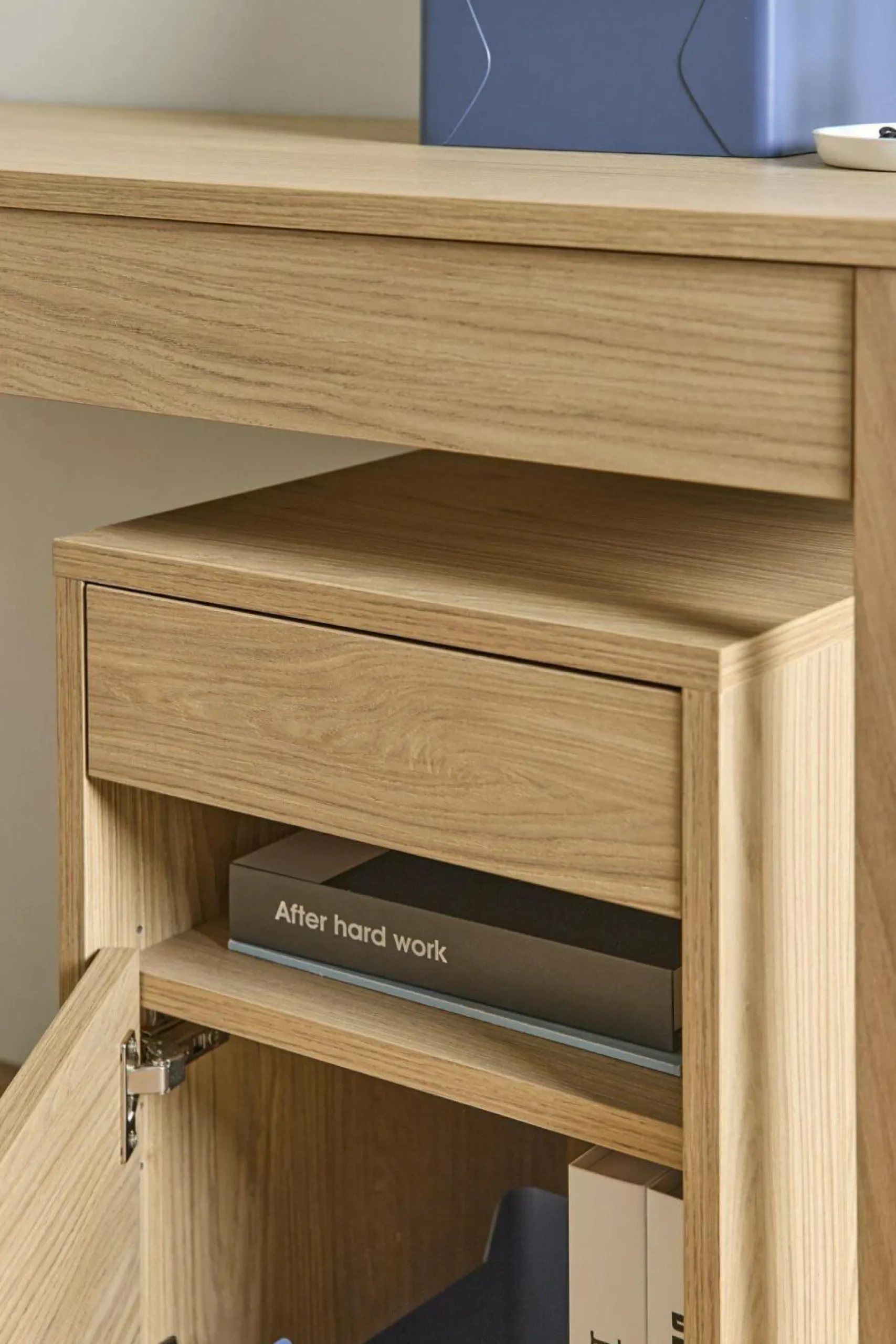 Caisson de bureau décor bois 1 tiroir 1 porte Simon