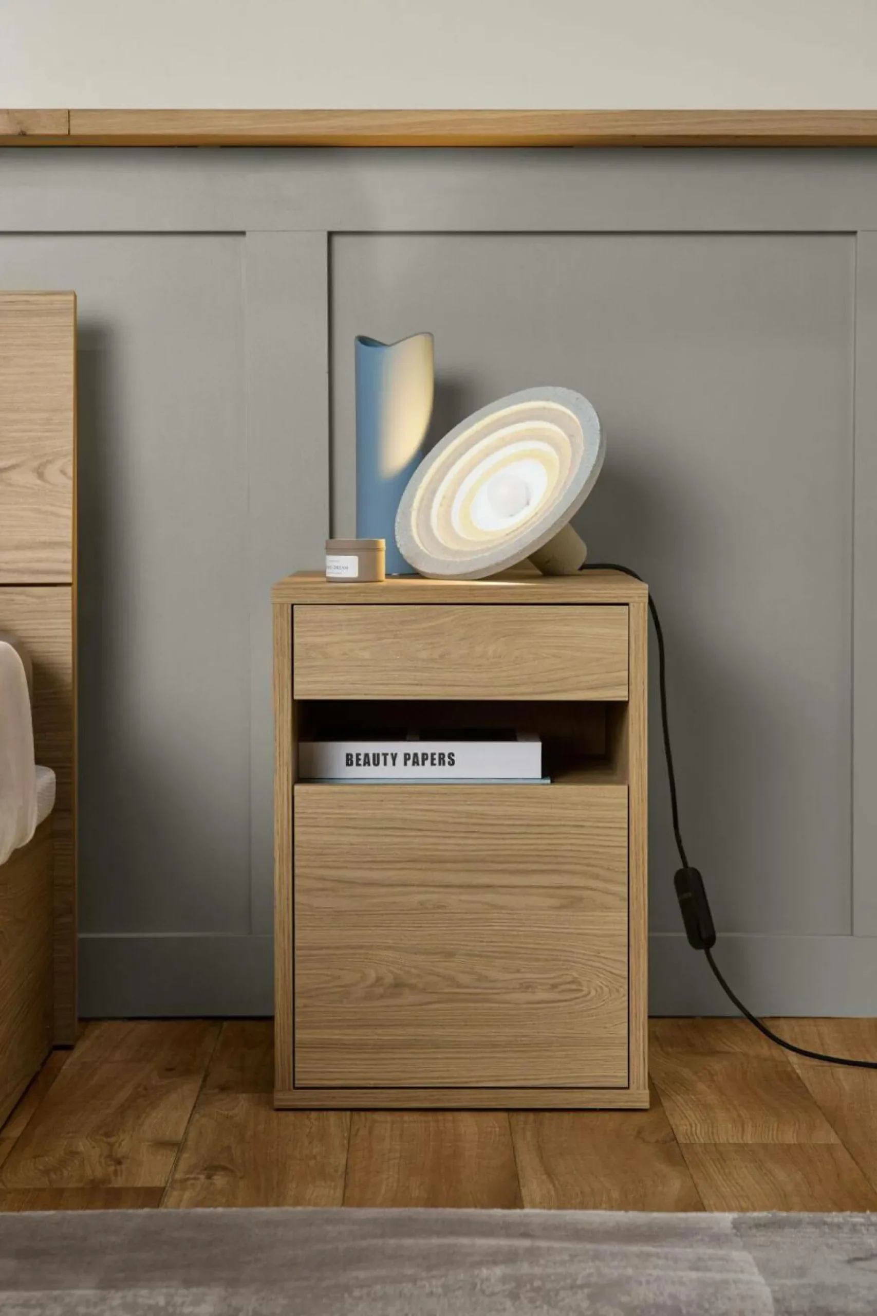 Caisson de bureau décor bois 1 tiroir 1 porte Simon