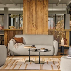 Canapé bouclette Ome - Gris Clair - 3 places