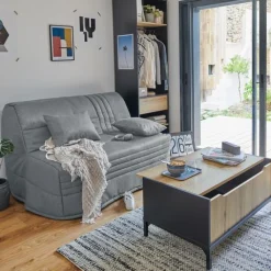 Canapé BZ tissu matelas 15 cm Genay - Gris Clair