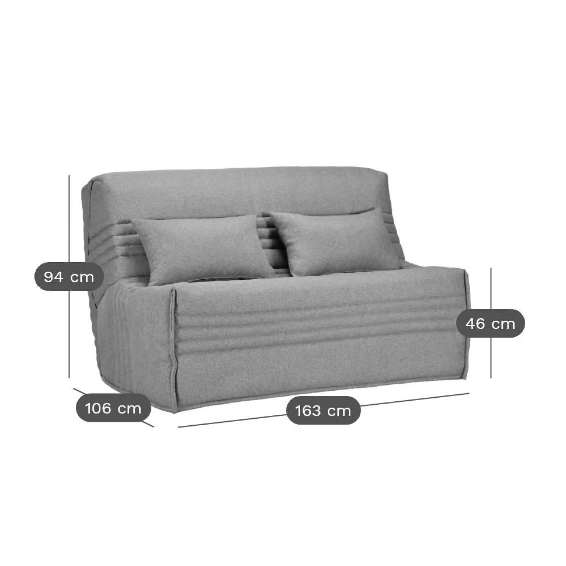 Canapé BZ tissu matelas 15 cm Guidel - Bleu Canard - 160 x 200 cm