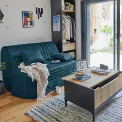 Canapé BZ tissu matelas 15 cm Genay - Bleu Marine