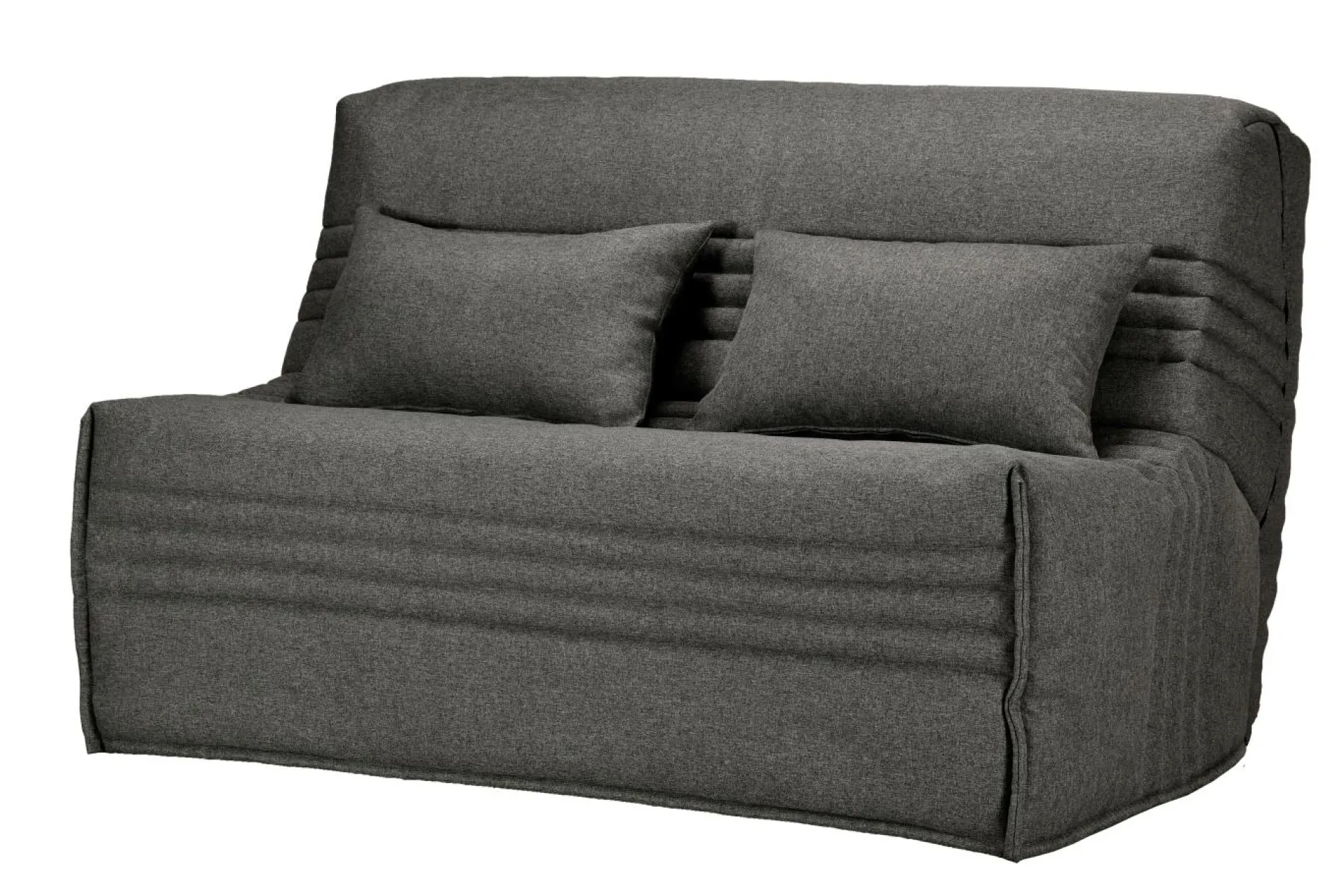 Canapé BZ tissu matelas 15 cm Guidel - Gris Foncé - 160 x 200 cm