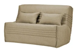 Canapé BZ tissu matelas 15 cm Guidel - Sable - 140 x 200 cm