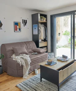 Canapé BZ tissu matelas 15 cm Genay - Taupe