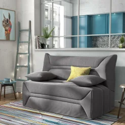 Canapé BZ tissu matelas 12 cm Garance - Gris Clair