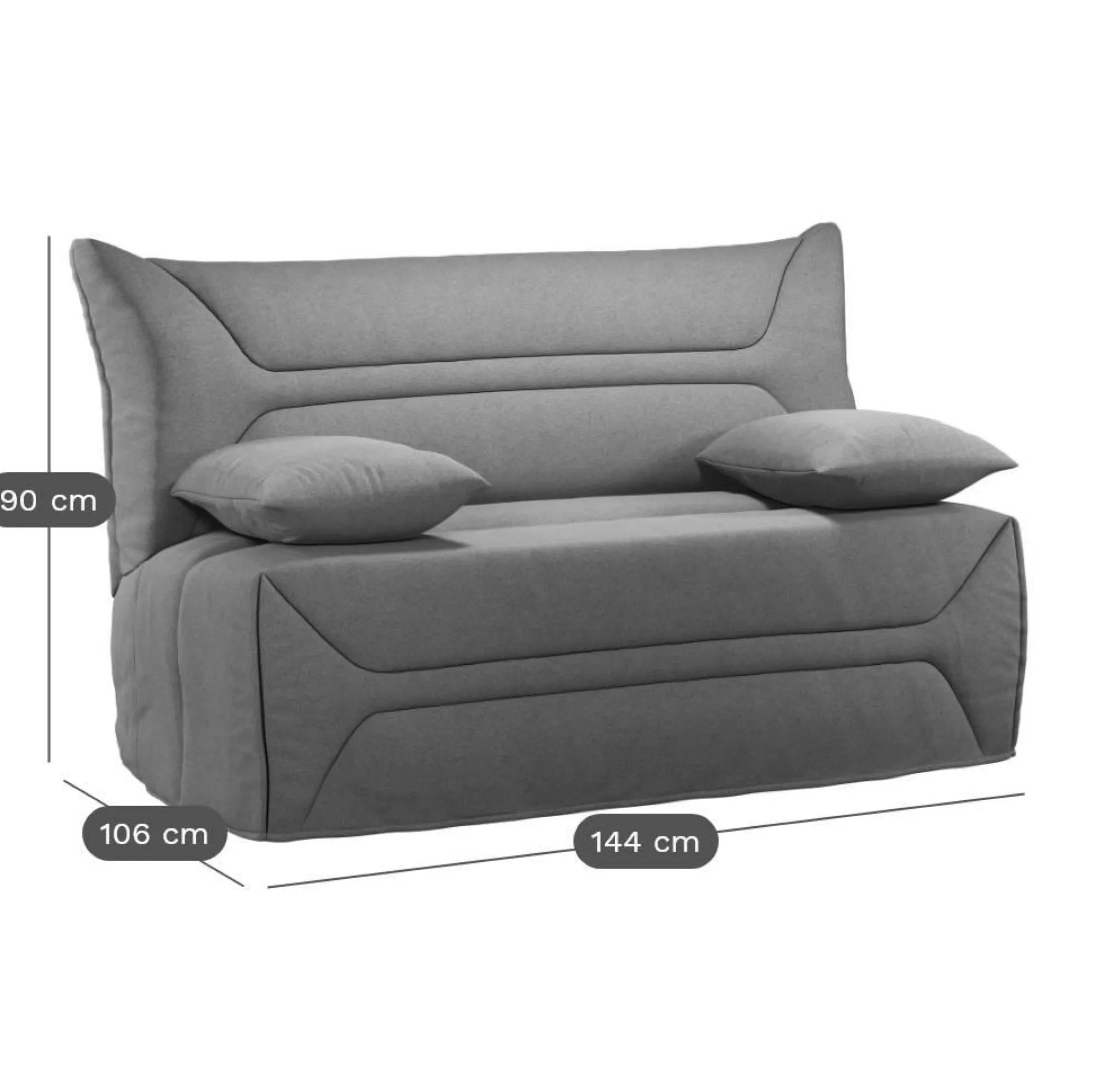 Canapé BZ tissu matelas 12 cm Garance - Gris Clair