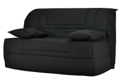 Canapé BZ tissu matelas Bultex 12 cm Gabriel - Noir - 140 x 190 cm