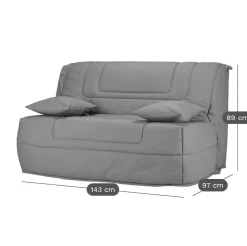 Canapé BZ tissu matelas Bultex 12 cm Gabriel - Anthracite - 140 x 190 cm