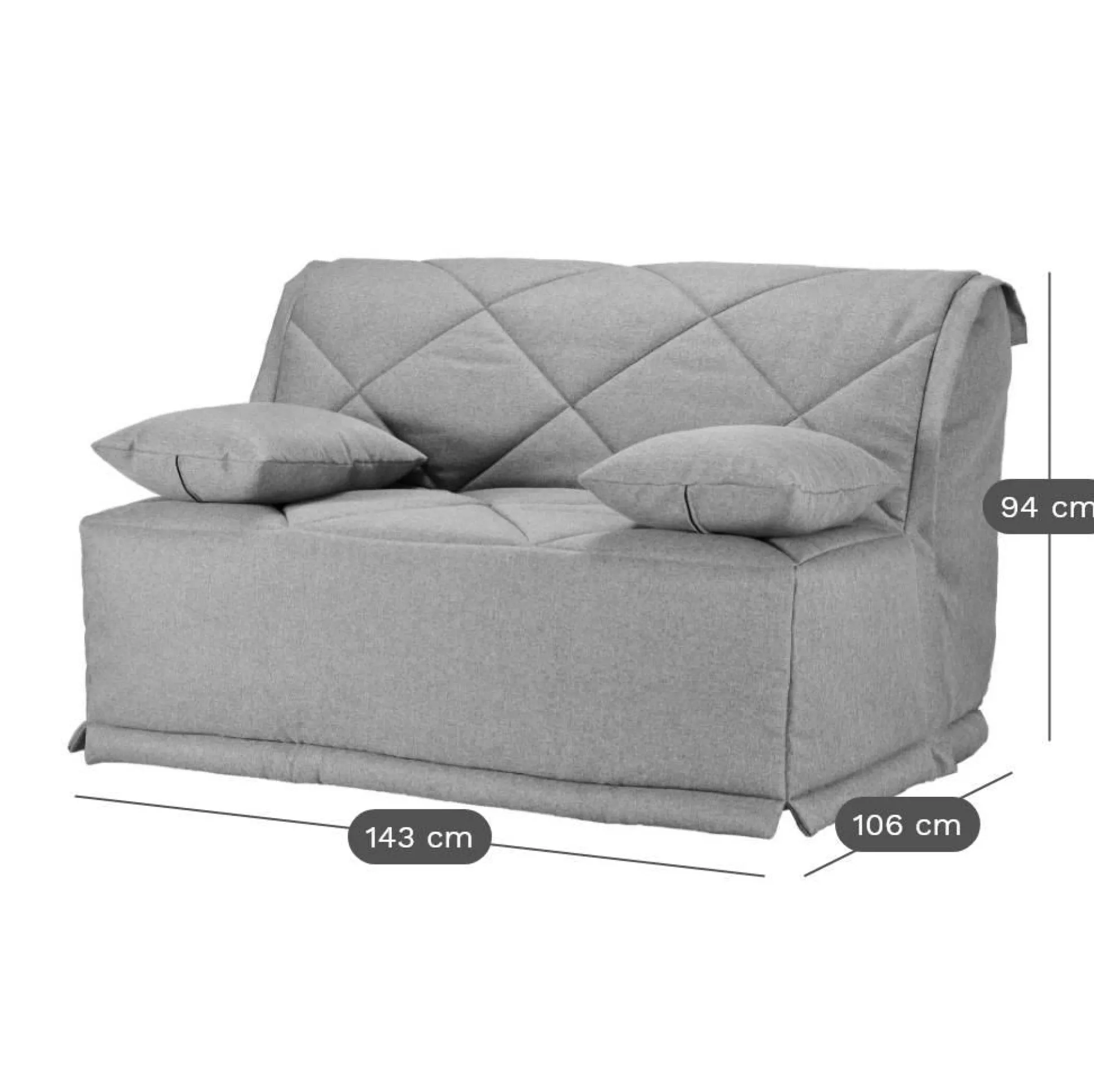 Canapé BZ tissu matelas Bultex 15 cm Gina - Sable