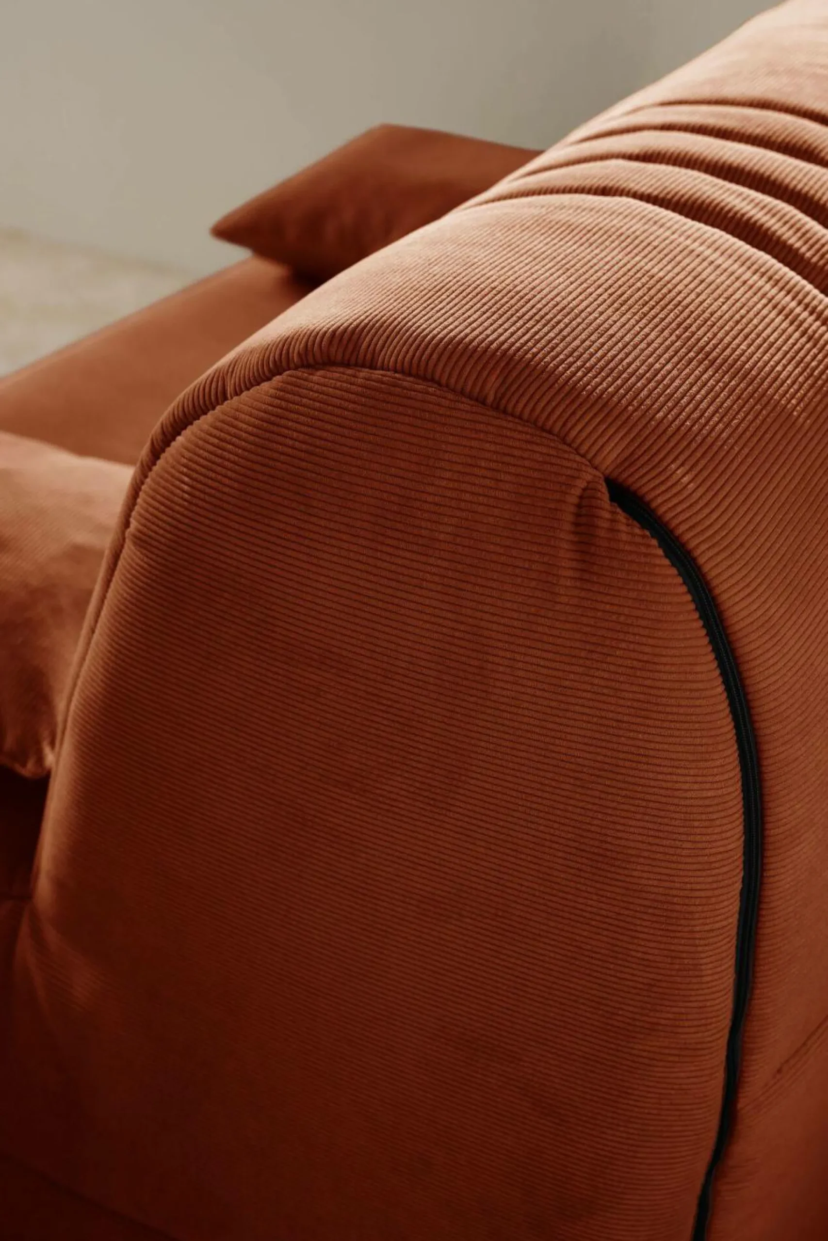 Canapé BZ velours côtelé matelas 15 cm Gaélia - Rouille