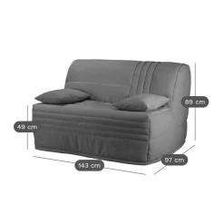 Canapé BZ velours côtelé matelas 15 cm Gaélia - Rouille