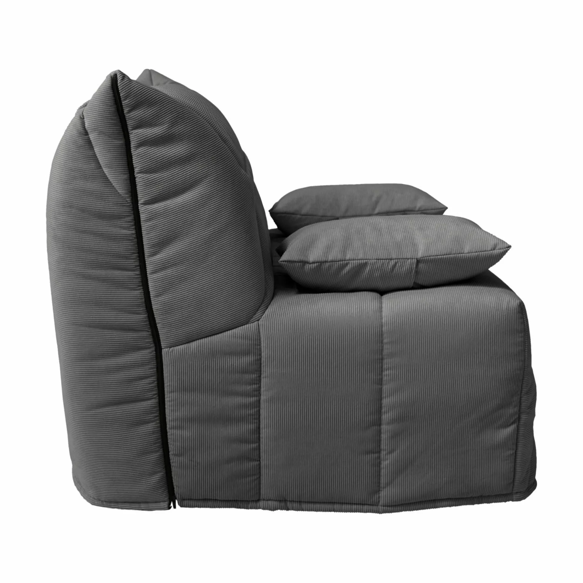 Canapé BZ velours côtelé matelas 12 cm Gaston - Anthracite