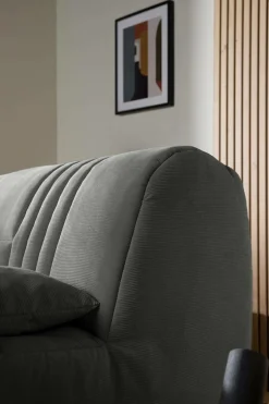 Canapé BZ velours côtelé matelas 15 cm Gaélia - Anthracite