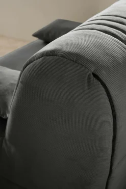 Canapé BZ velours côtelé matelas 15 cm Gaélia - Anthracite