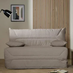 Canapé BZ velours côtelé matelas 12 cm Gaston - Grège
