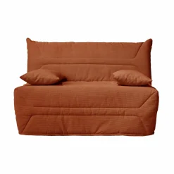 Canapé BZ velours côtelé matelas 12 cm Gaston - Rouille