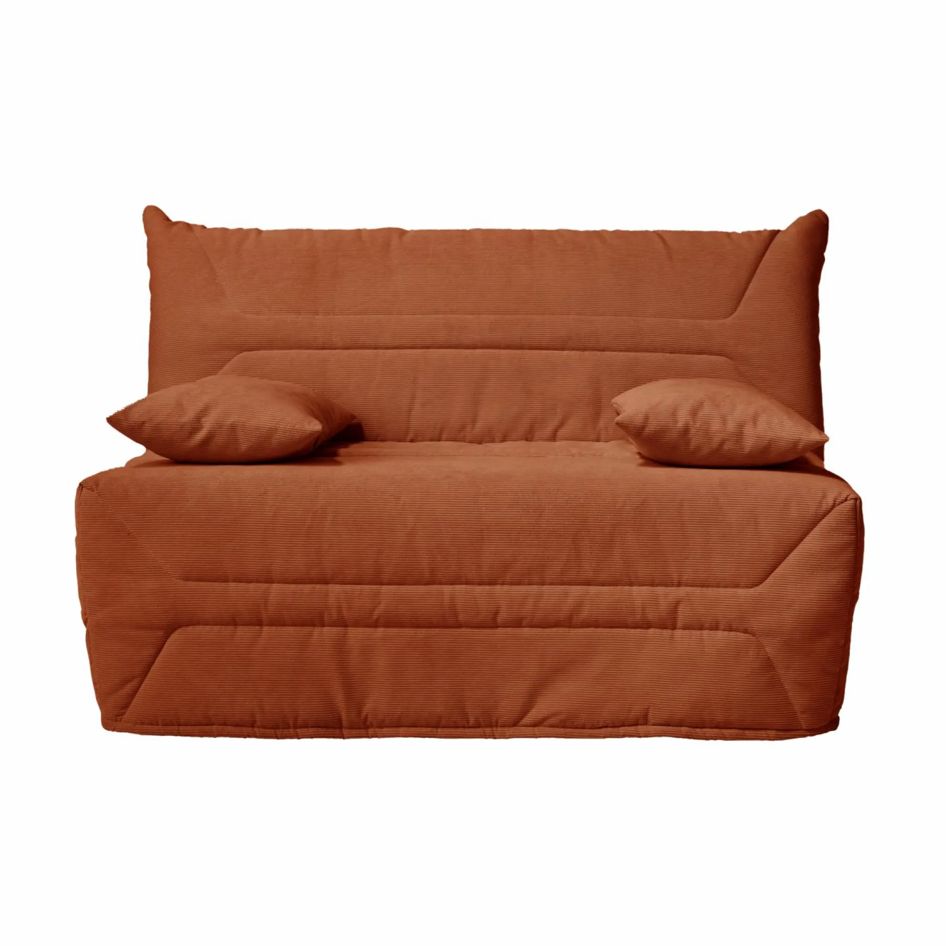 Canapé BZ velours côtelé matelas 12 cm Gaston - Rouille