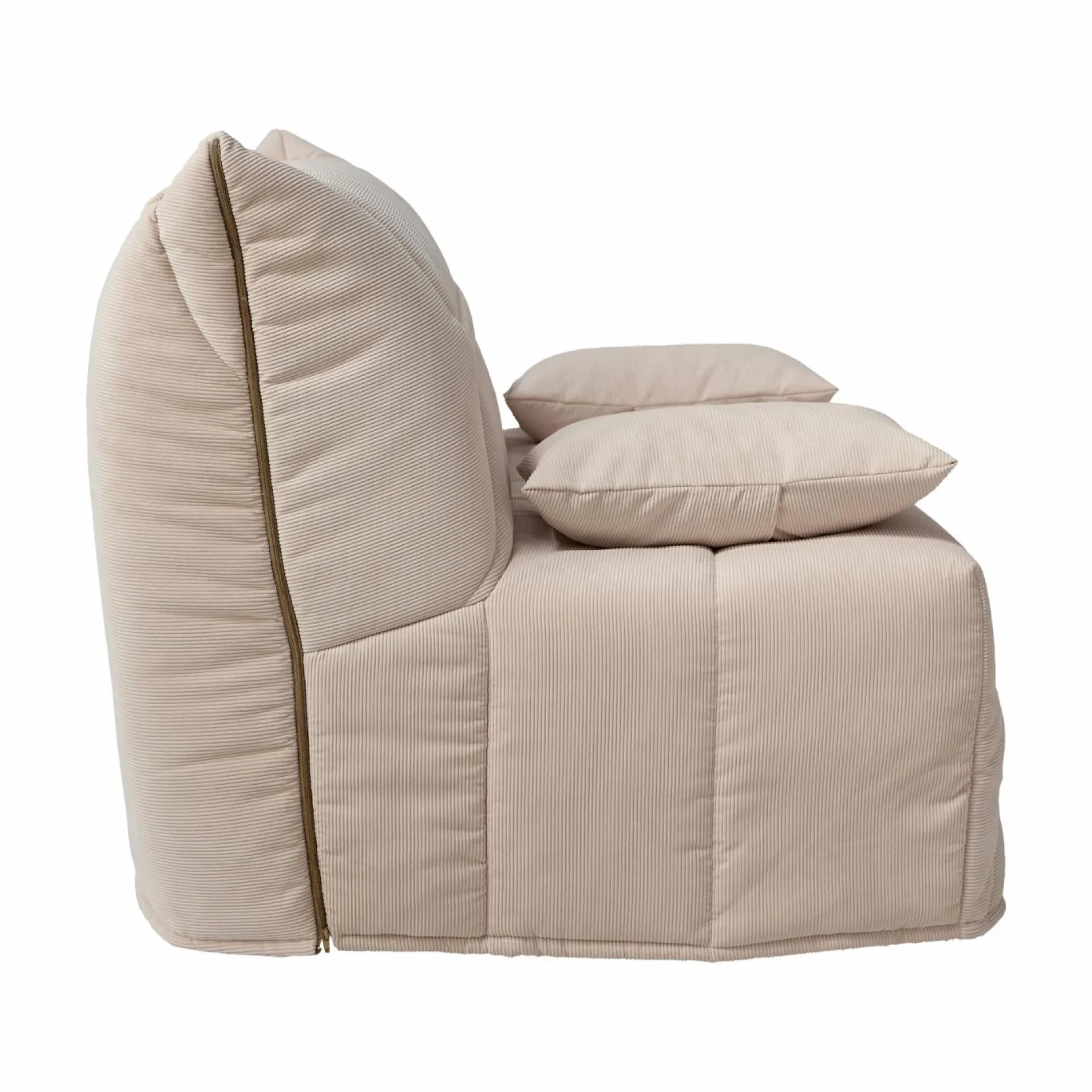 Canapé BZ velours côtelé matelas 12 cm Gaston - Beige