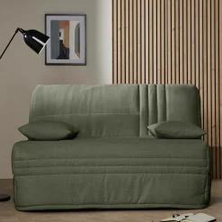 Canapé BZ velours côtelé matelas 15 cm Gaélia - Vert Kaki