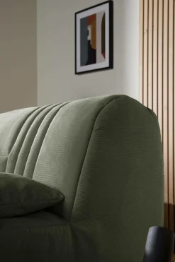 Canapé BZ velours côtelé matelas 15 cm Gaélia - Vert Kaki