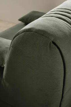 Canapé BZ velours côtelé matelas 15 cm Gaélia - Vert Kaki