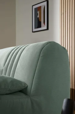 Canapé BZ velours côtelé matelas 15 cm Gaélia - Menthe Glaciale