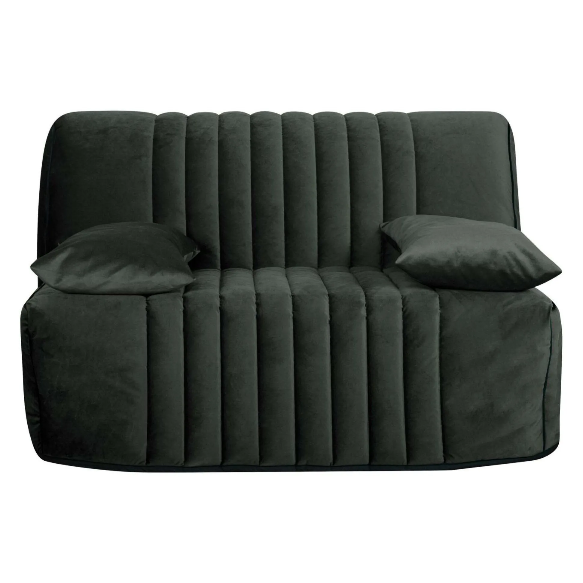 Canapé BZ velours matelas 15 cm Oriane - Gris - Matelas mousse HR