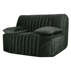 Canapé BZ velours matelas 15 cm Oriane - Gris - Matelas mousse HR