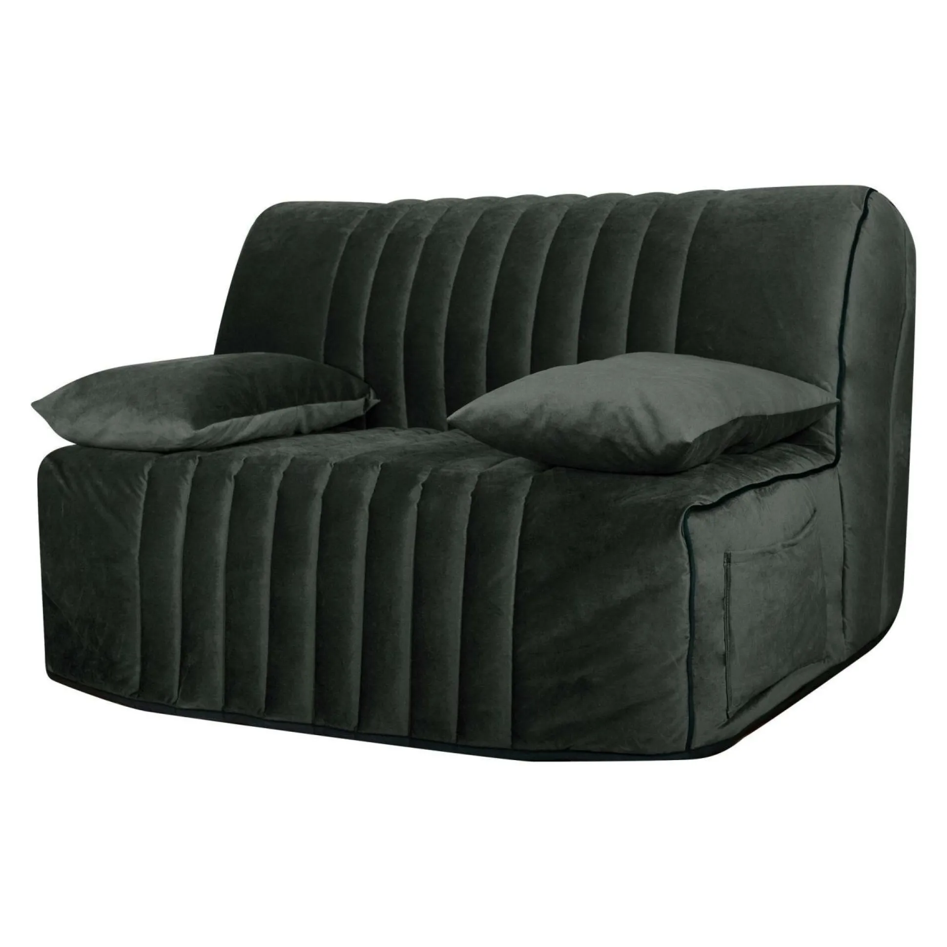 Canapé BZ velours matelas 15 cm Oriane - Gris - Matelas mousse HR