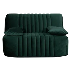 Canapé BZ velours matelas 15 cm Oriane - Vert Emeraude - Matelas mousse HR