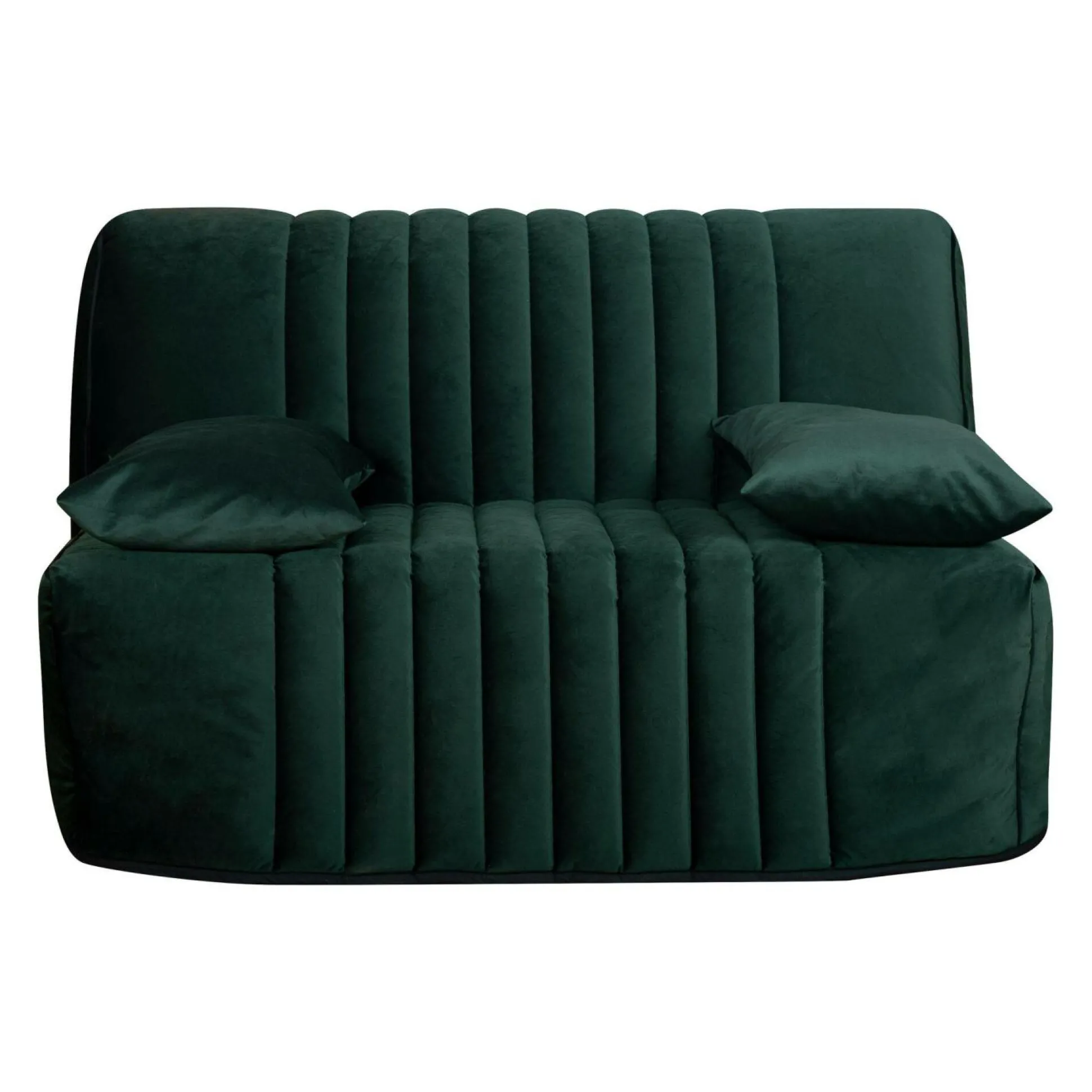 Canapé BZ velours matelas 15 cm Oriane - Vert Emeraude - Matelas mousse HR