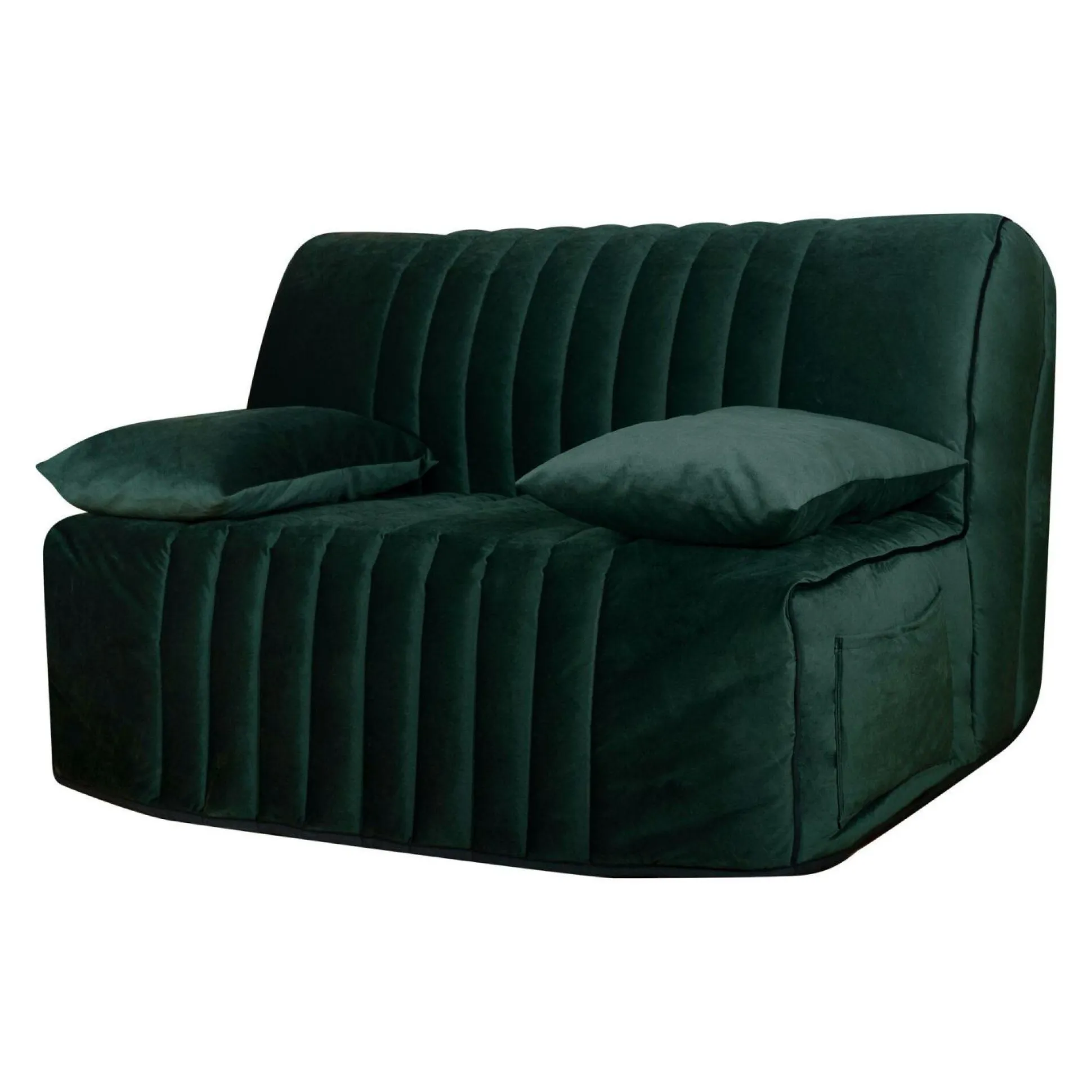Canapé BZ velours matelas 15 cm Oriane - Vert Emeraude - Matelas mousse HR